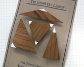 Wood veneer Brooches The Geometry Lesson Teak Geometric Triangle pins set of 4