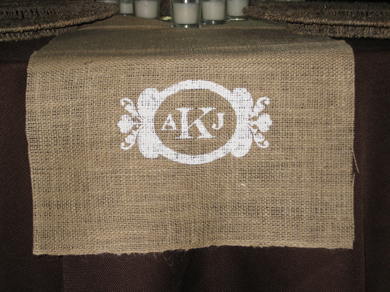 Personalized Burlap Wedding Table Runner- decor for farm, beach, woodland weddings and eco friendly home decor