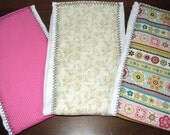 Burp Cloths Handmade Pink Patterned (Set of 3)