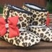 Rockabilly Baby Girl Cheetah Crib Boots With Swarovski Crystals