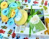 FREE SHIPPING 16 pcs. Onesies, Bibs, Burp Cloths and Washcloths Cupcake Gift Set & Washcloth Bouquet with Washcloth Lollipop