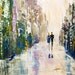 ORIGINAL Modern Large Fine art Couple Love -- IMPASTO TEXTURE -- Palette knife Landscape oil Cityscape Painting by IraSher