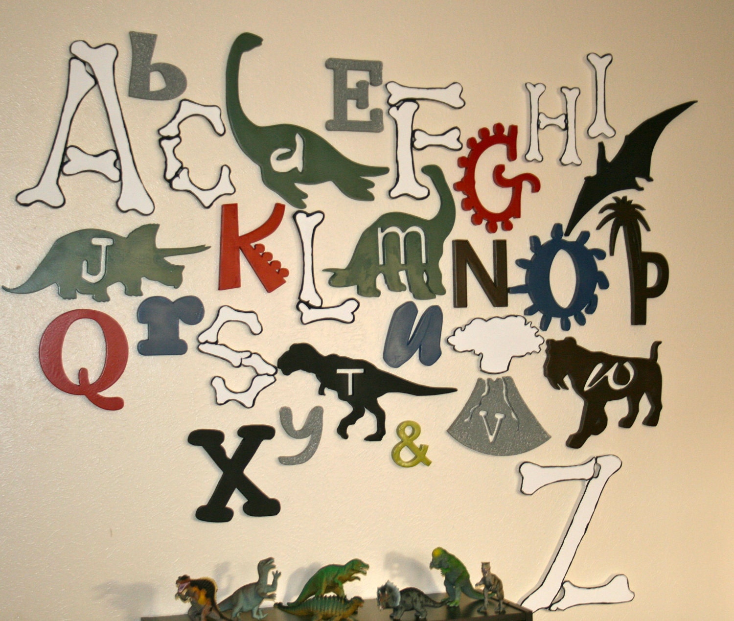 Wooden Alphabet Set, Dinosaur Letters, Wood Letters, UNFINISHED, Nursery Decor, ABC Wall