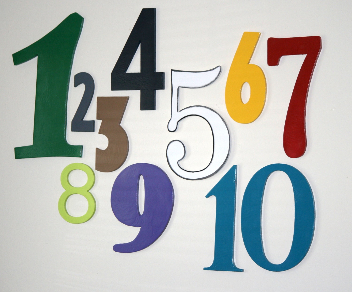 Wooden Number Set, Wood Numbers in Mixed Fonts and Sizes, Unfinished