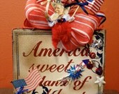 Vintage Inspired "America Sweet Land of Liberty" Patriotic Wooden Sign
