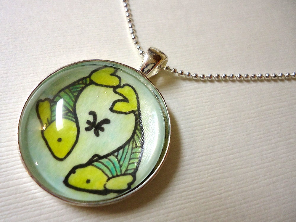 Pisces Zodiac Necklace, Wearable Art Pendant