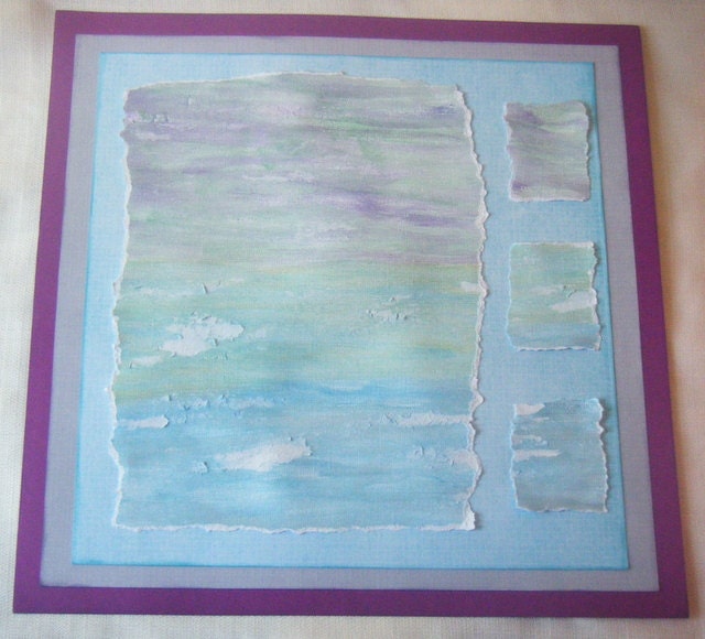 Mixed Media Original Art Ocean Sunset 12 x12 Journal Spot And Stand