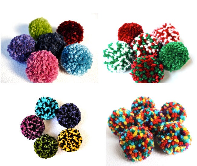 Set of Six Custom Catnip Pom Pom Cat Toys - Choose Your Colors