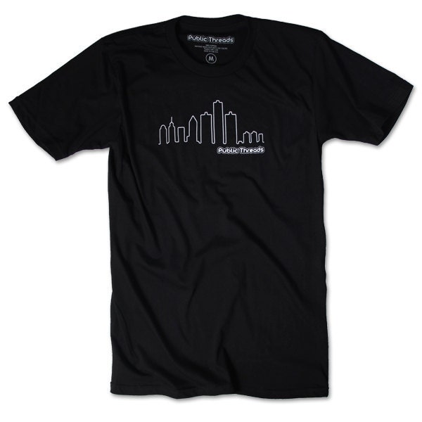 Detroit City Skyline T-Shirt - Black - American Apparel