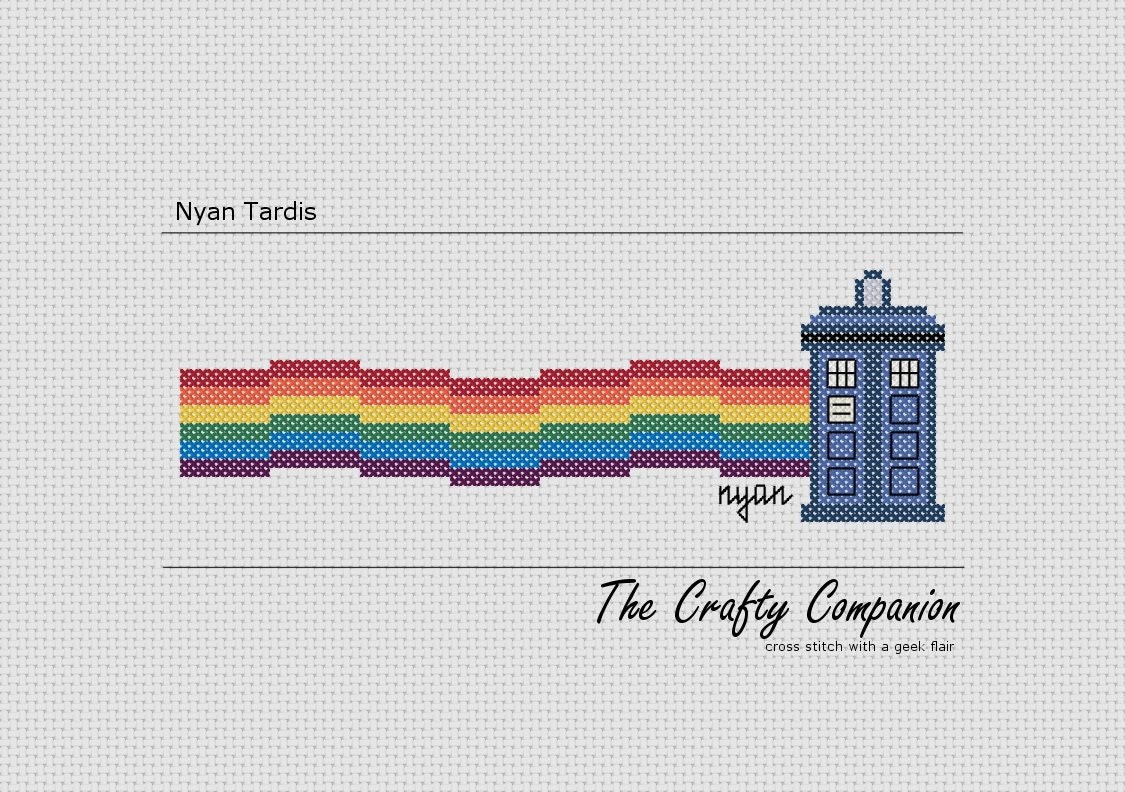 Nyan Tardis - Doctor Who/Tardis Inspired PDF Cross Stitch Pattern - INSTANT DOWNLOAD