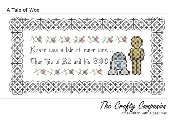 A Tale of Woe - R2D2 and C3PO - Star Wars Inspired PDF Cross Stitch Pattern - instant download