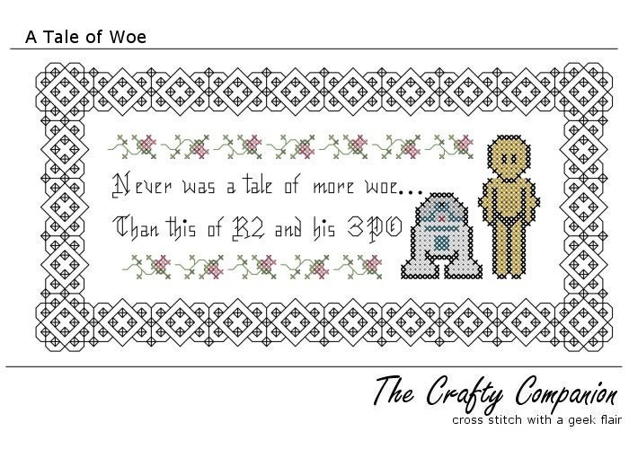 A Tale of Woe - R2D2 and C3PO - Star Wars Inspired PDF Cross Stitch Pattern - instant download