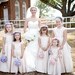 Pink peony and hydrangea wedding bouquet.