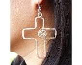 Earrings - Cross  Simple - Silver plated wire