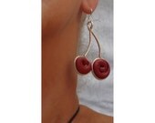 Earrings - Polymer Clay Wire framed -The first cherries of the year
