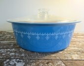Blue Garland Pyrex Ovenware Snowflake Baking Dish Extra Large 4 Quart