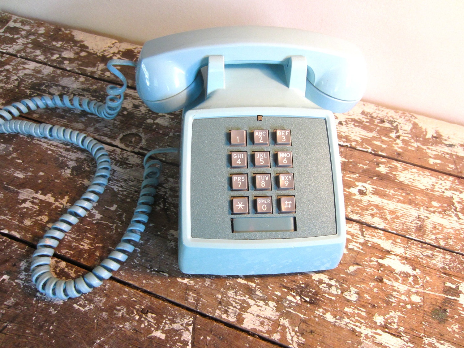 Vintage Phone Turquoise Western Electric Push Botton Phone