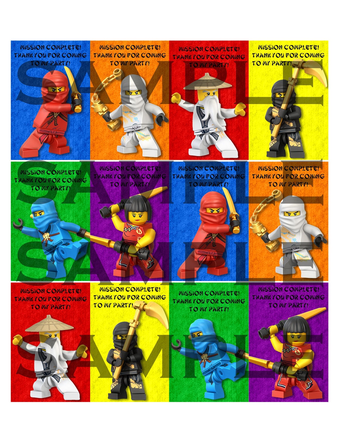 Ninjago Party Favor Tags - Digital File