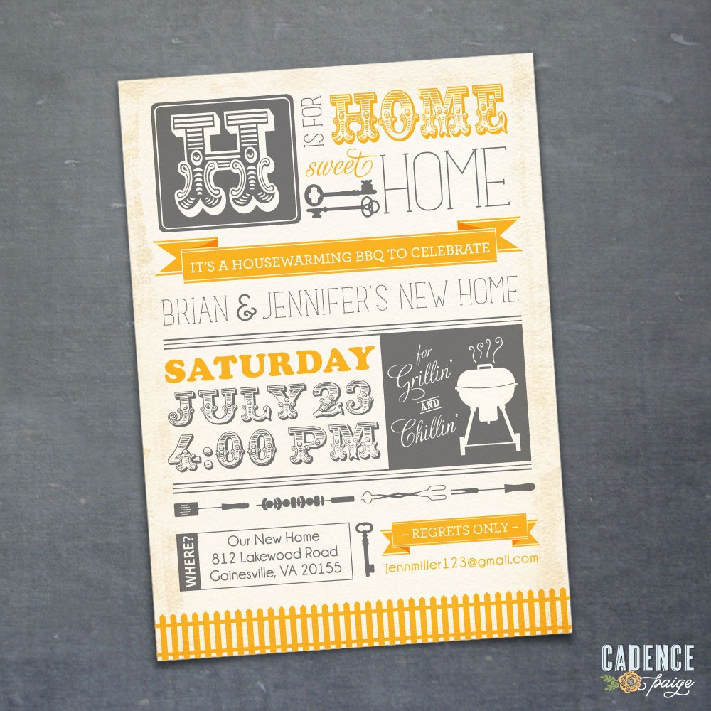 Housewarming Party, New Home, Housewarming BBQ (PRINTABLE)