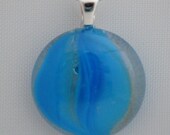Turquoise Glass Vintage Marble Recycled Into a Pendant