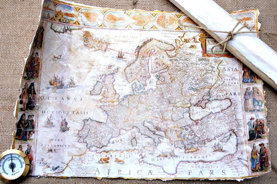 Vintage Map of Europe - Reproduction - Old style -Vintage Paper