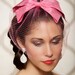 Pink Bow Cocktail Hat, Derby Hat, Birdcage Veil Bridal Head Piece 1940 Vintage - One of a Kind - ELISE PINK
