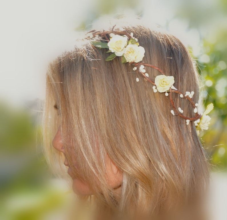 Flower Hair Wreath, Bohemian Flower Crown, Woodland Hair - ShepherdoftheSea