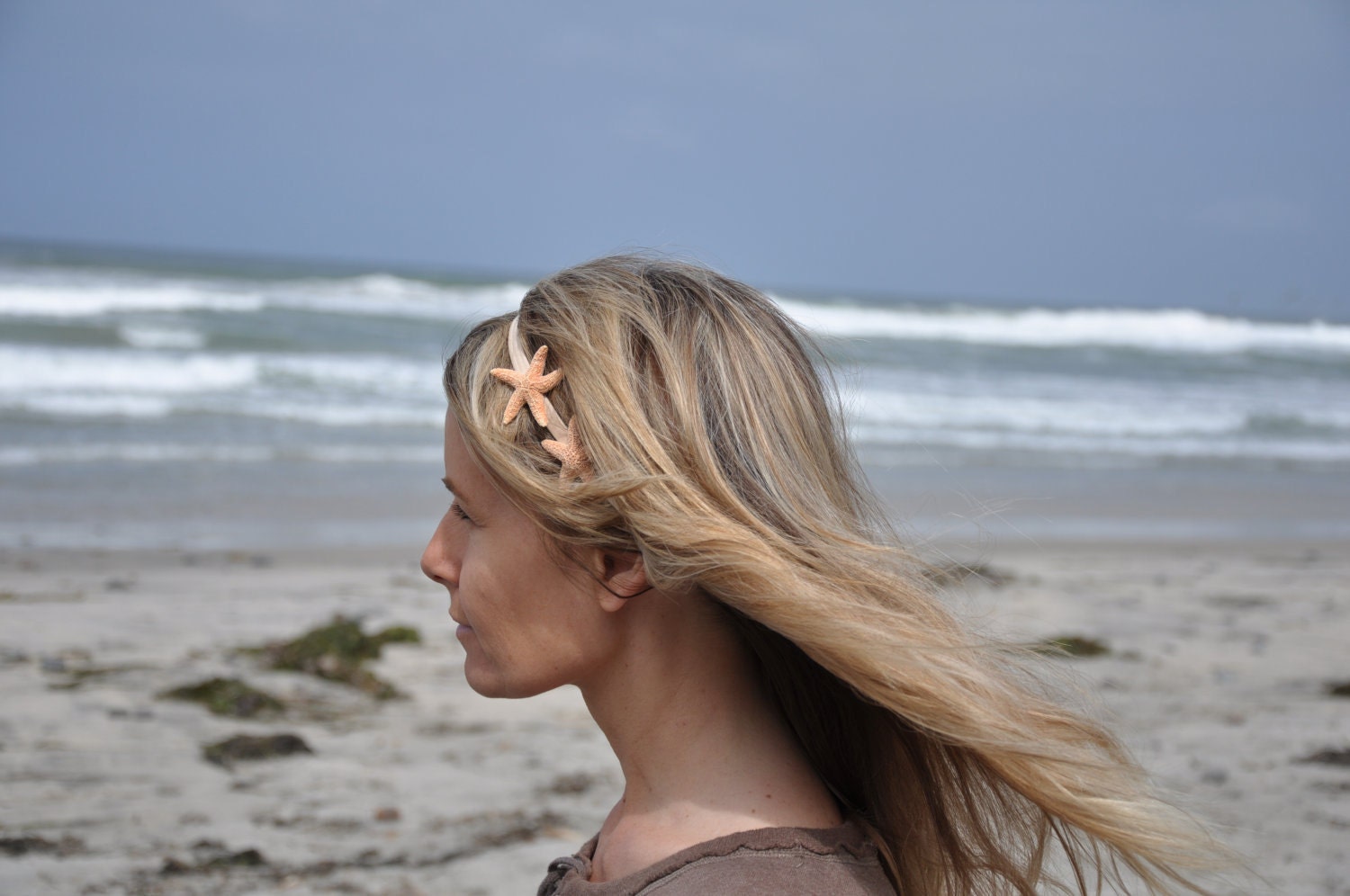 Starfish Headband with TWO Starfish Hippie Headwrap Mermaid Hair