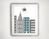 Nursery Art - Typography - Over the City - Print- 8 x 10