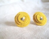 Mustard Yellow Earrings, Lewis and Clark Rustic Wool - Felt  Earrings in Woodland Mustard, OOAK Handmade - VintageOoakDesigns