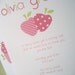 Pink and Green Strawberry Invitations, Set of 12 includes matching envelopes