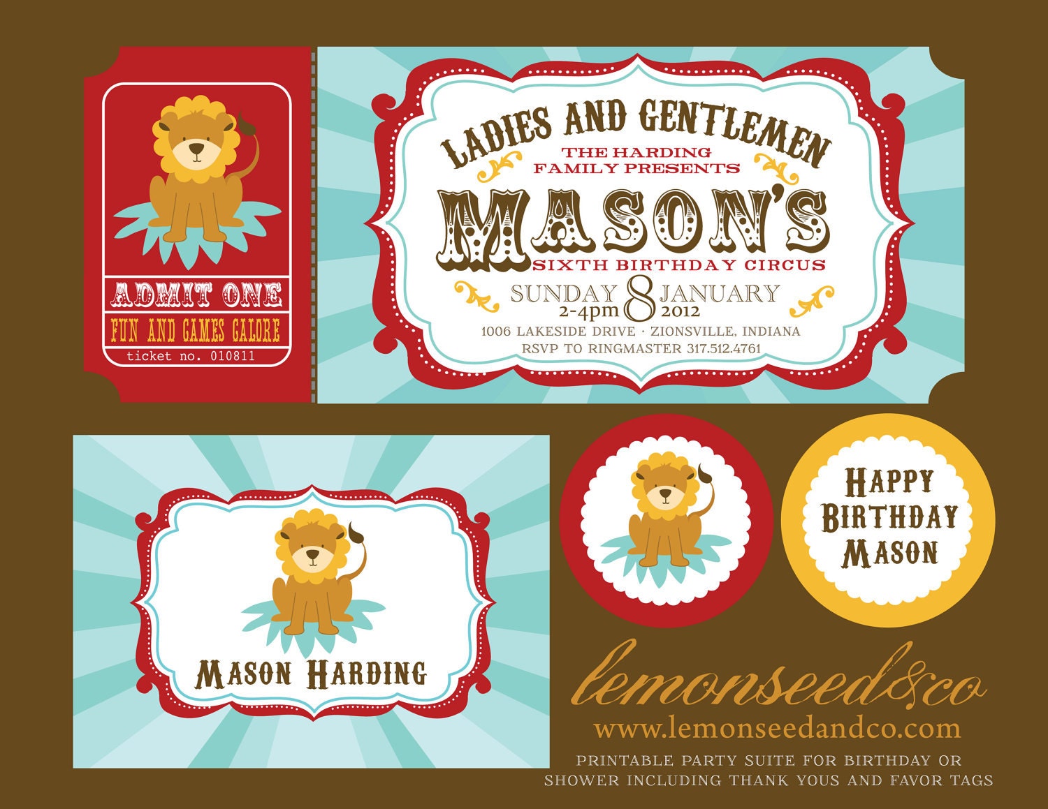 Printable DIY Circus Birthday, Circus Baby Shower, Carnival Invitations, Circus Invitations Ticket Invitation, Baby Shower Invitations