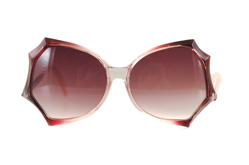 Vintage 1970's Purple OMBRE Butterfly Deco Oversized Sunglasses