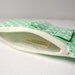 Coin purse wallet: Polka dot spot in mint green and white with ruffle.
