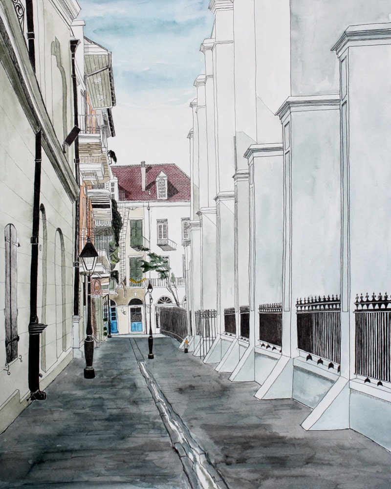 Pirate Alley, St. Louis Cathedral, New Orleans 4 -  Street Scene Fine Art Print French Quarter 5 x 7
