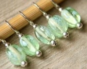Snag Free Stitch Markers in Light Green Glass, Set of 5, Honeydew Melon, Polka Dots, Spotted