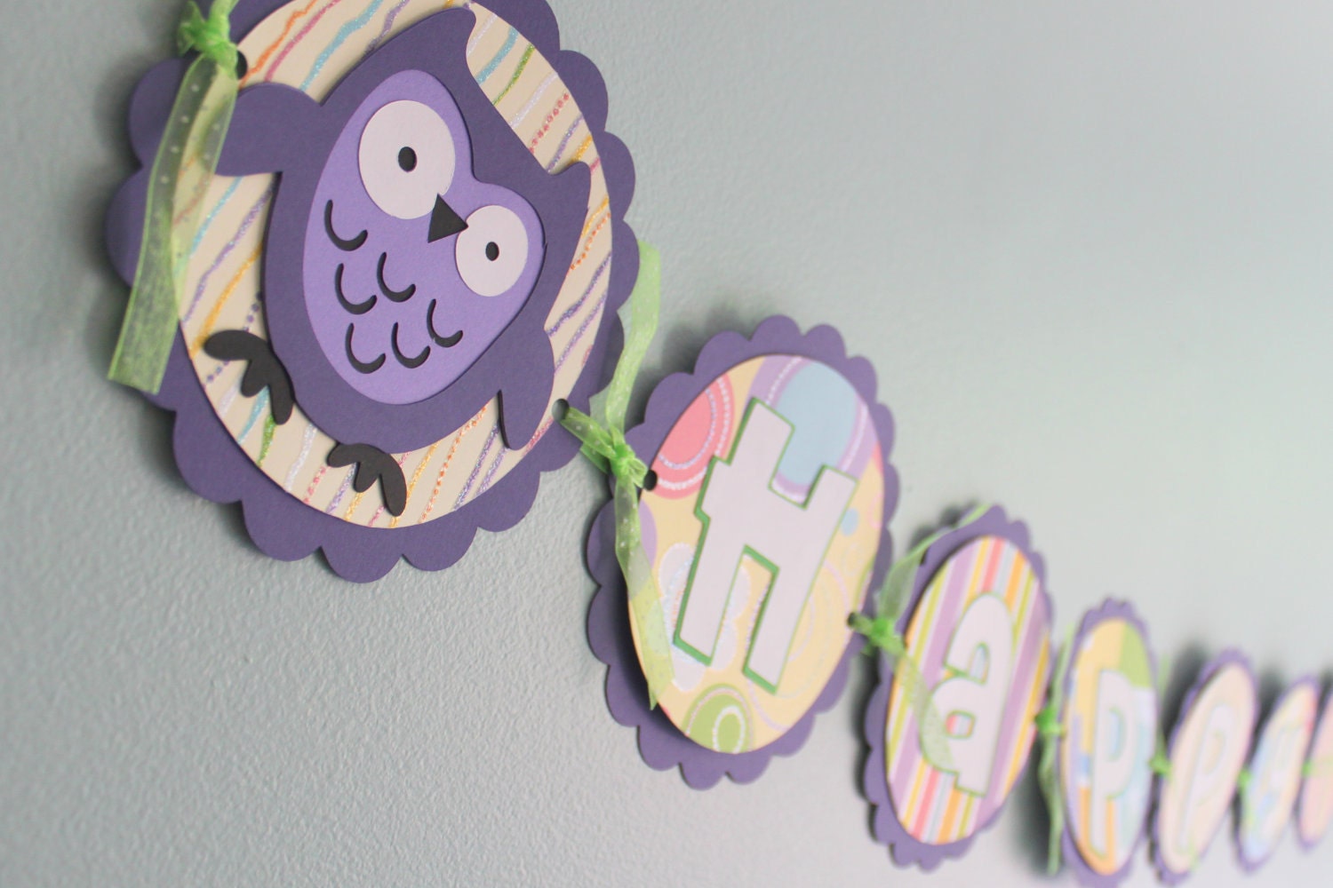Owl Birthday Banner, Purple Owls