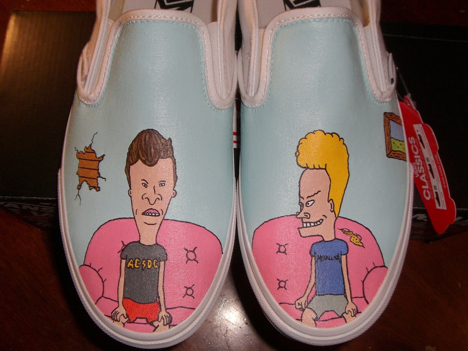 Hanpainted Beavis and Butthead themed shoes