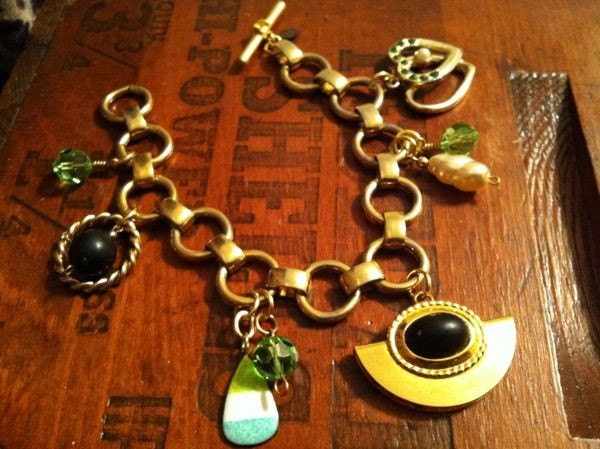 Gold Charm Bracelet Vintage Re-work 