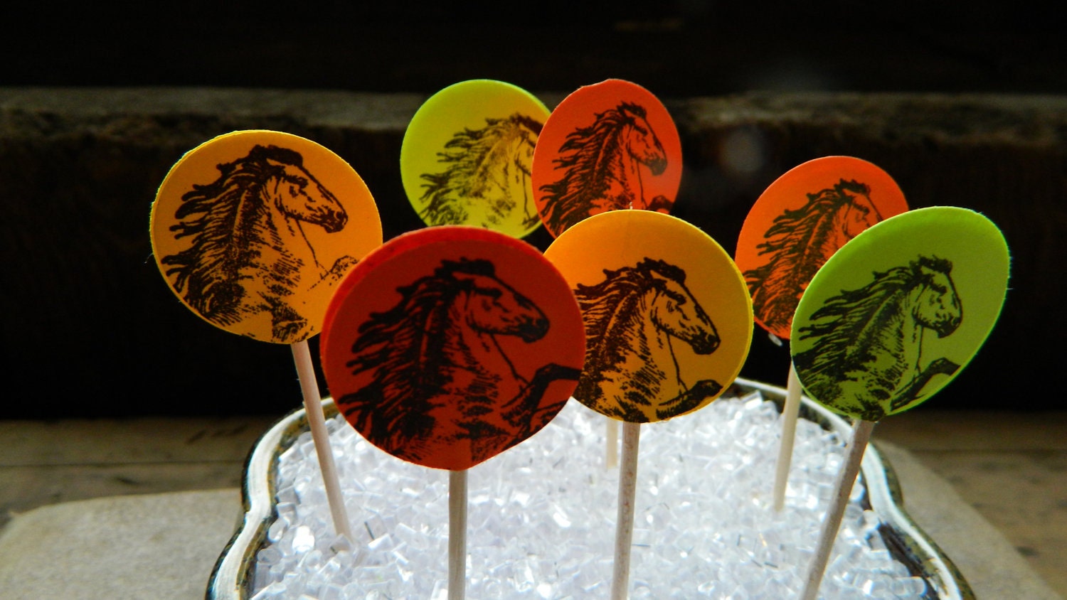 Cowgirl or cowboy Party picks - kiwi, melon, lemon - Set of 8