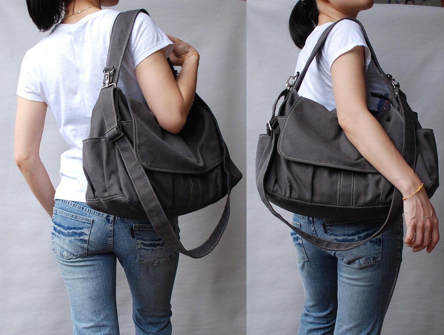 Fathers Day SALE 20% - Pico in Dark Grey (Water Resistant) Laptop / Messenger / tote / Diaper / Handbag / School / Travel / Wallet
