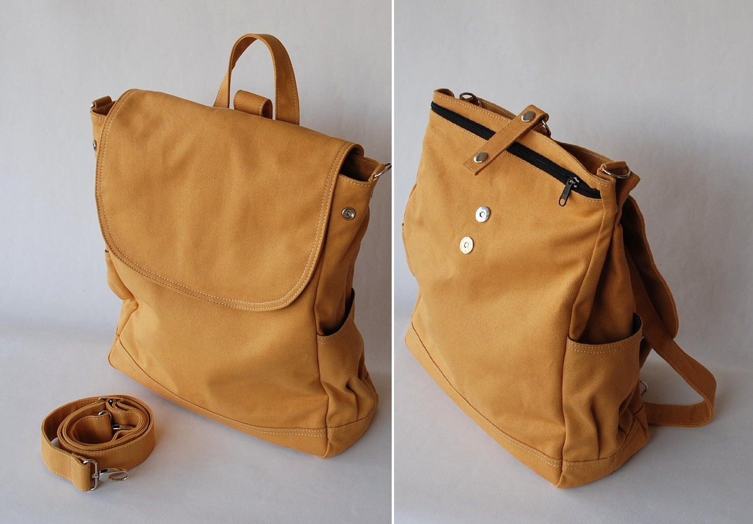 SALE up to 20% -Fortuner Backpack Convertible in Mustard (Water Resistant) Shoulder / Satchel / Rucksack / Messenger / Tote / Wallet
