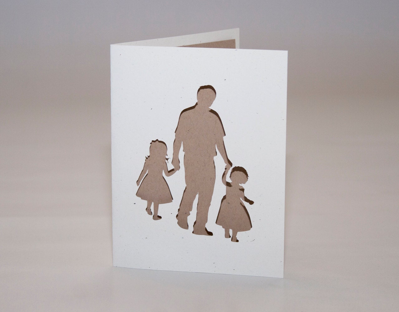 Father and Two Daughters Cut Silhouette Card