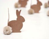 Brown Bunny Tag Set of Six with Mini Envelopes, Folded Note