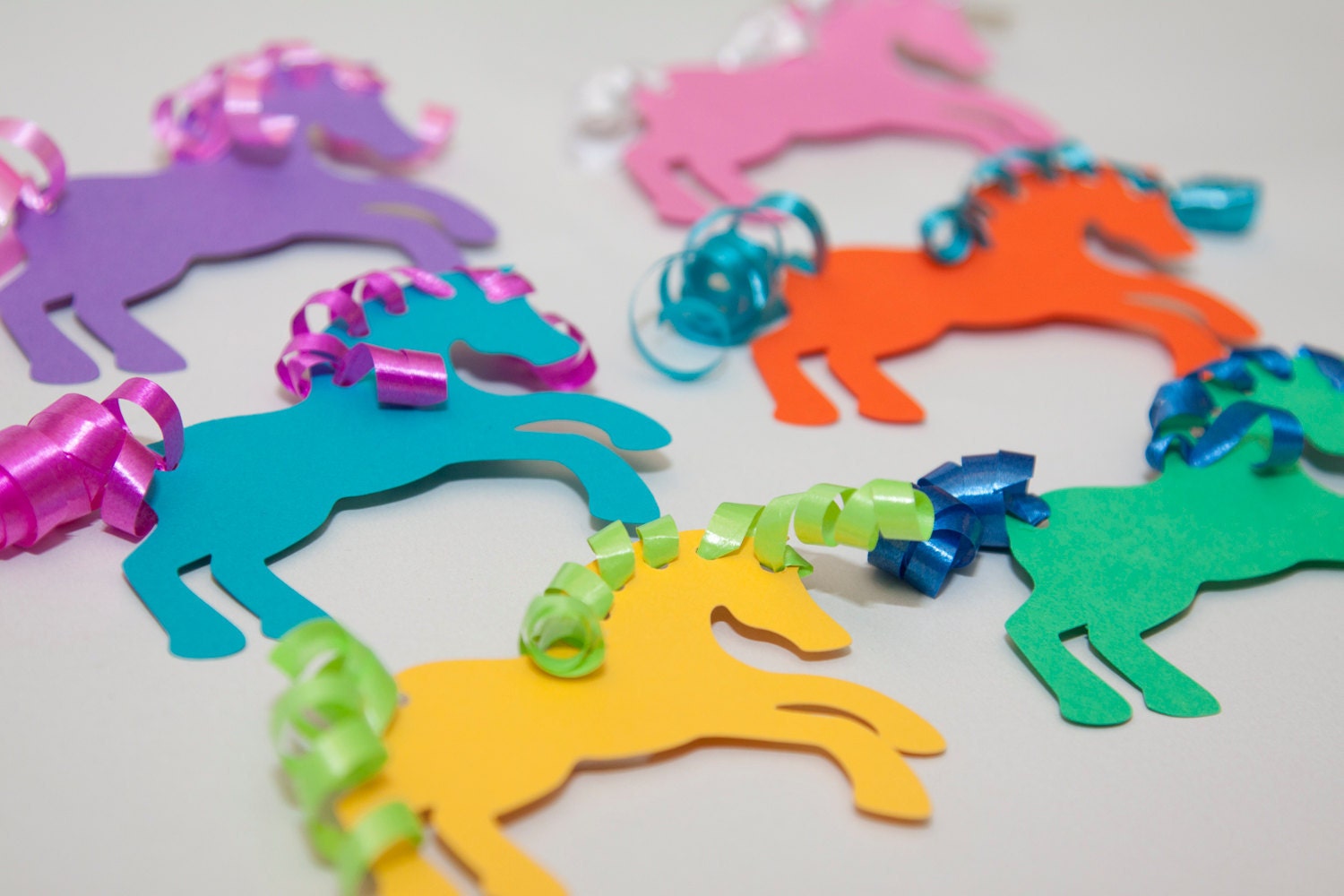 Pony Gift Tag Set of 6 with Curly Ribbon Mane and Tail