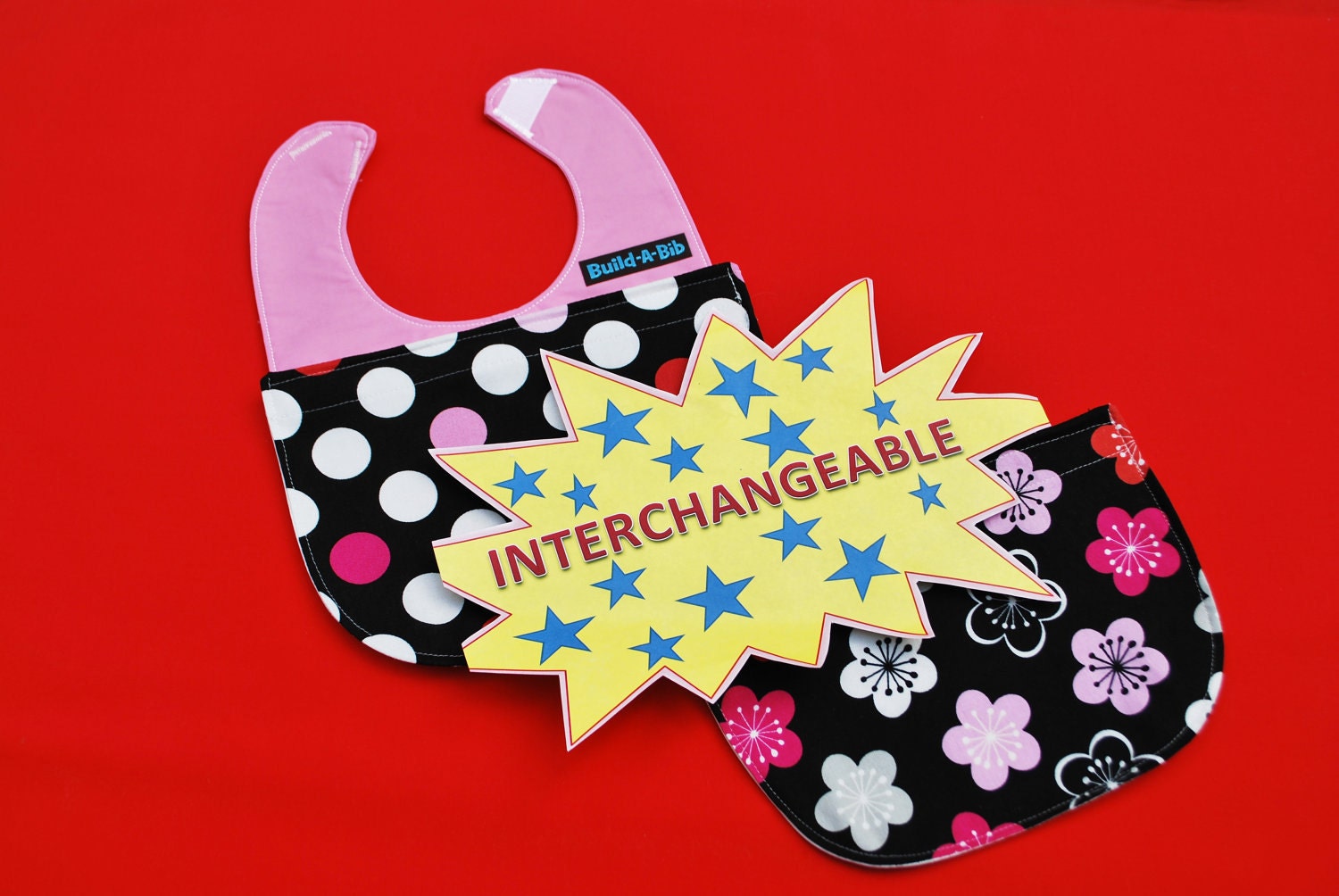 girl, polka dot, Baby Bib, floral, interchangeable, changing