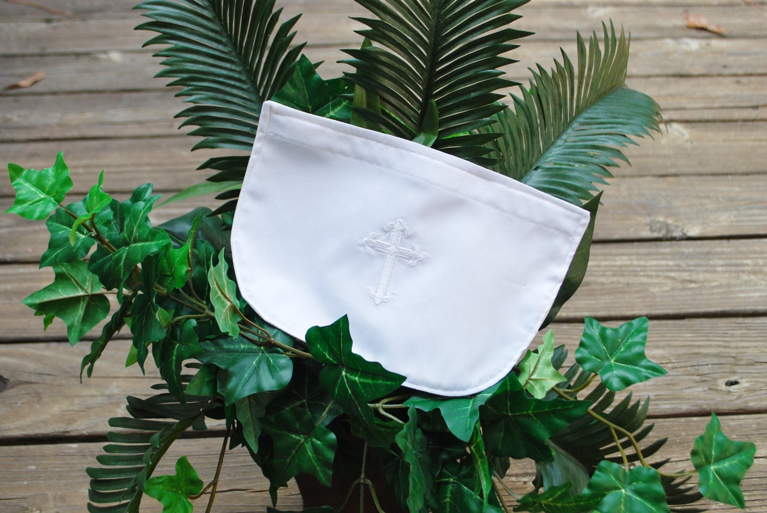 appliqued, baby bib, Cross,mate, religion, faith,baptism