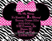 Minnie Mouse Inspired Zebra Printable Invitations DIY Print Your Own