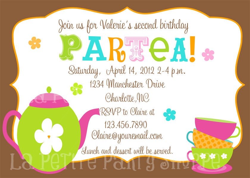 Partea Invitations-Tea Party Birthday-Mod-Retro Mad Hatter Birthday-Invites