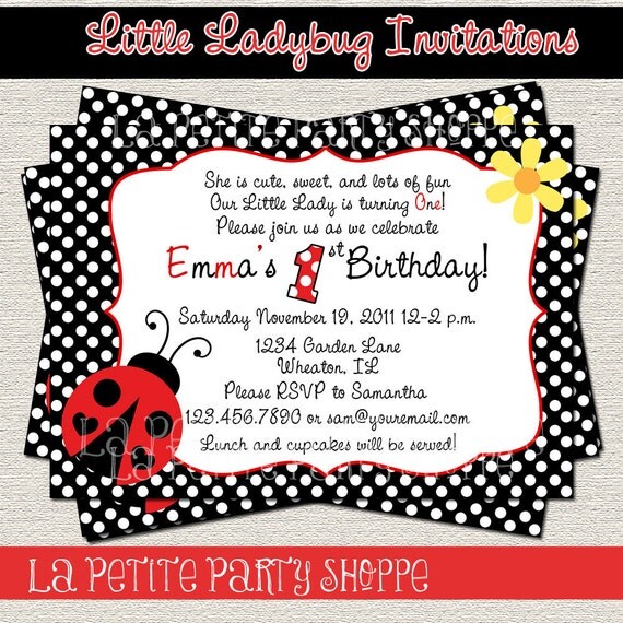 Little Ladybug Invitation Red Black DIY Print Your Own Il_570xn